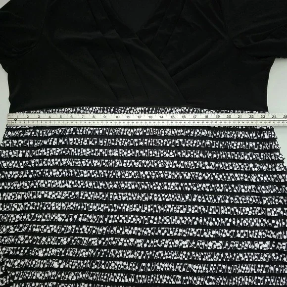 Penningtons Women's Plus Size Tiered Ruffle Mixed Media Dress Black White 4X - Picture 13 of 16
